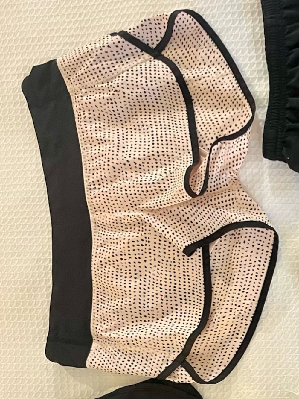 Lululemon Women's Pink Dot Print Athletic Shorts with Black Trim
